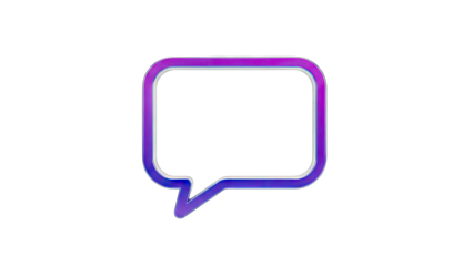 3D Chat bubble icon with purple and blue gradient on transparent background