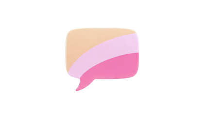 3D Colorful speech bubble icon with pastel colors on transparent background