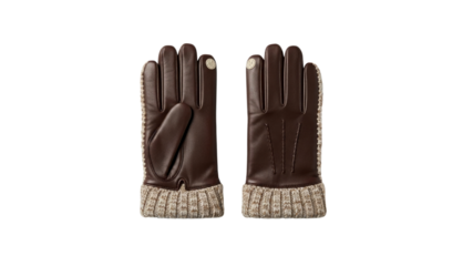 Leather gloves with knit cuffs