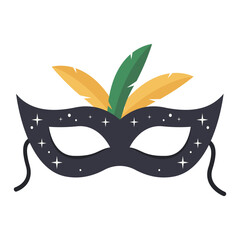 Mardi Gras mask with feathers illustration