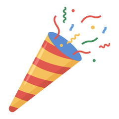 Party Popper with Confetti Illustration