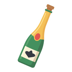 Sparkling Wine Bottle with Heart Label Illustration