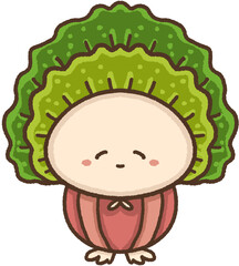 Cartoon illustration of a cabbage character2