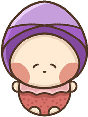 Cartoon illustration of a character wearing a headscarf.