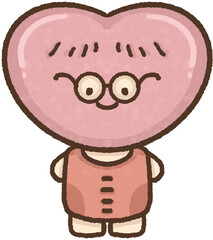 Cartoon illustration of a heart character.