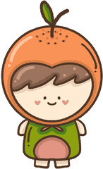 Cartoon illustration of an orange character.