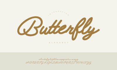 Butterfly Beautiful Smooth Calligraphy Script Font Alphabet Vector For Wedding Invitation