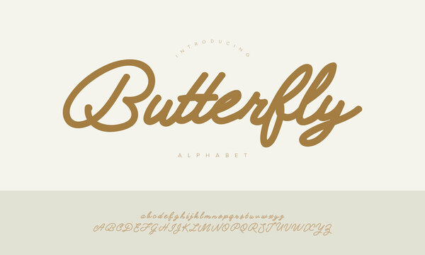 Butterfly Beautiful Smooth Calligraphy Script Font Alphabet Vector For Wedding Invitation