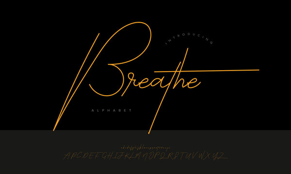 Breathe Luxury Monoline Signature Script Font Alphabet Vector For Branding And Photography Logo