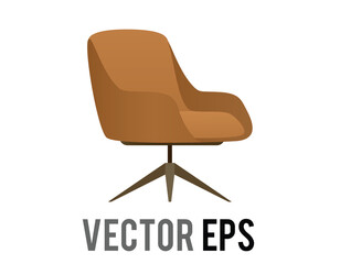 Modern brown swivel armchair with a sleek, minimalist design and a star-shaped base