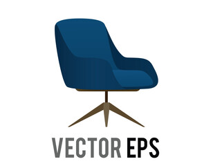 Modern navy blue swivel armchair with a sleek, minimalist design and a star-shaped base