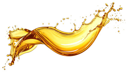 A dynamic splash of golden liquid against a stark black background