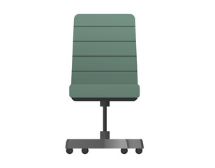Modern green office chair with a sleek, ergonomic design and rolling casters