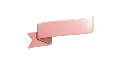 3D Pink Ribbon Banner on transparent background
