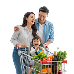 happy family shopping