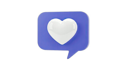3D Like Heart Icon in Speech Bubble on transparent background