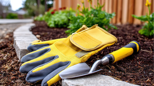 Intentional living gardening glove tool outdoor soil flower planting border relaxed intentional living scene