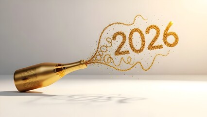 Elegant Golden Wire 2026 Lettering on Soft White Background