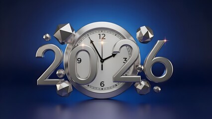 Countdown to 2026 New Year Wall Clock with 3D Numbers and Shapes