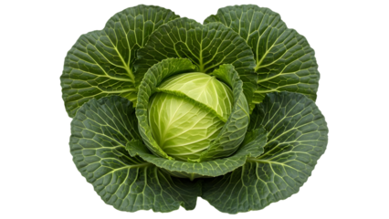 Green cabbage isolated on transparent background