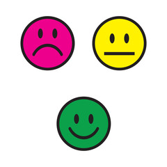 high quality round vector, face icon, sad smile angry