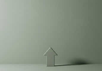 Abstract 3D arrow pointing up, representing progress, success, and the concept of upward movement and aspiration