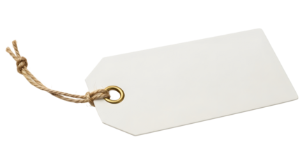 Blank white gift tag isolated on transparent background