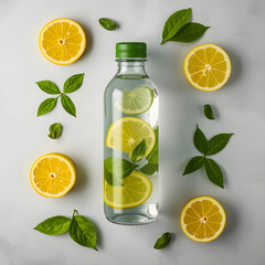 Healthy Detox Water with Lemon and Cucumber &ndash; Top View, Minimal Wellness Drink