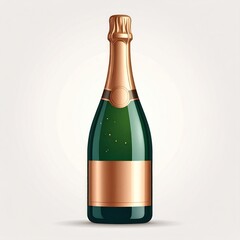 Elegant Green Champagne Bottle with Gold Foil on Neutral Background