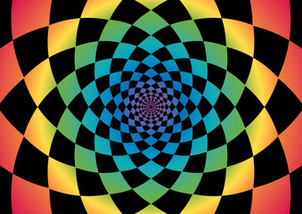 花のような幾何学模様　虹色