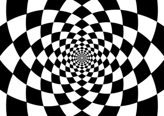 花のような幾何学模様　モノクロ