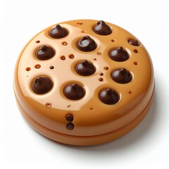 Fototapeta premium Round Cookie with Brown Chocolate Chips on White Surface