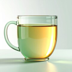 Glass Mug with Warm Golden Liquid Beverage on Light Background