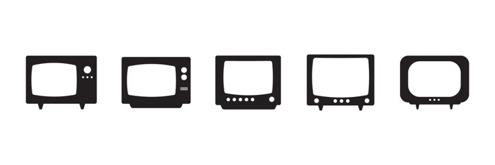 Old TV icon filled flat sign concept for web design. Vector Vintage Television Collection. Old TV Icon Pack. Retro, Vintage TV, Classic, Antique TV, Old Television, Vector Illustration. 