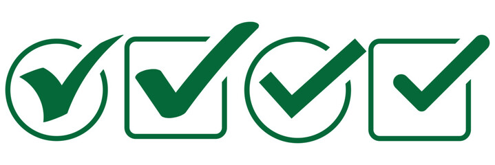 Hand drawing green tick mark icon on white background. Digital hand drawing check mark vector set. Creative vector tick mark icon set. © Top