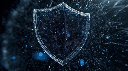 Digital shield with futuristic technology and cybersecurity theme