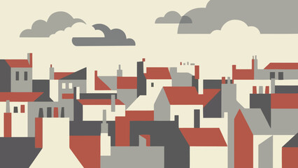 Colorful Rooftops Create a Dense Cityscape View.
