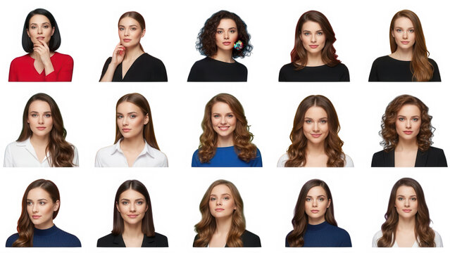 Various women poses isolated on transparent background