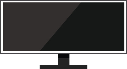 modern computer monitor icon with black screen and silver frame isolated on white background