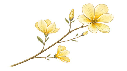 Minimalistic yellow flower made of branch.