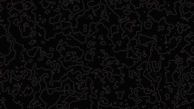 Modern abstract organic contour lines map constantly shifting on dark background with seamless motion loop