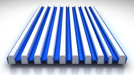 Obraz premium Blue white corrugated surface with geometric pattern, modern abstract minimalism art