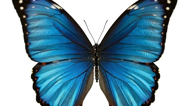 Beautiful Blue Morpho Butterfly With Intricate Wing Patterns Close Up