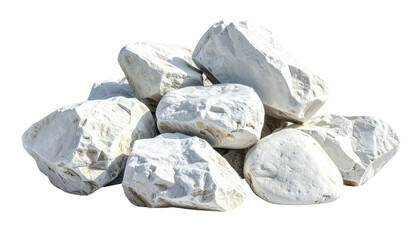 A pile of rough, white rocks with irregular shapes