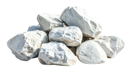 A pile of rough, white rocks with irregular shapes