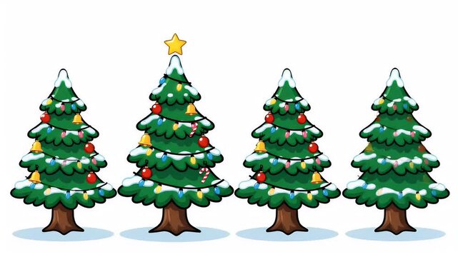 Animated Christmas Trees Snow Winter Holiday Decorations Festive Lights Star