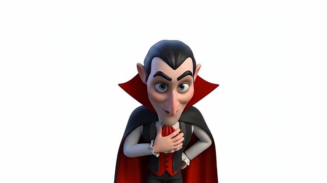 Animated Dracula Character Greeting White Background Smooth Motion