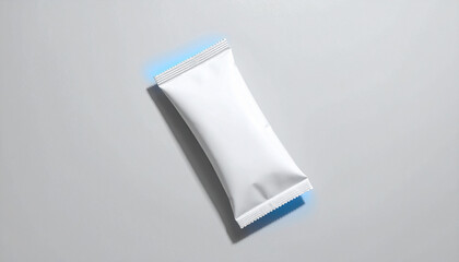 Isolated White Snack Bar Wrapper with Blue Glow on Gray Surface blank packaging