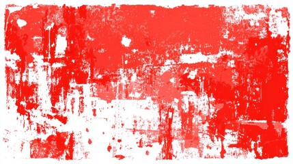 The image features a textured red and white abstract background with visible brush strokes and splatters, creating a vivid and dynamic visual effect.
