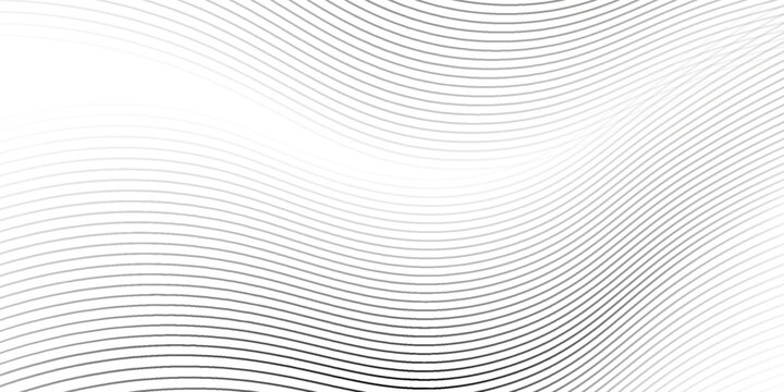 Black wavy texture gradient. Wave line pattern wallpaper. Fading curved linear halftone gradation. Thin to thick zig zag stripe background for overlay, print, cover, graphic design. Vector